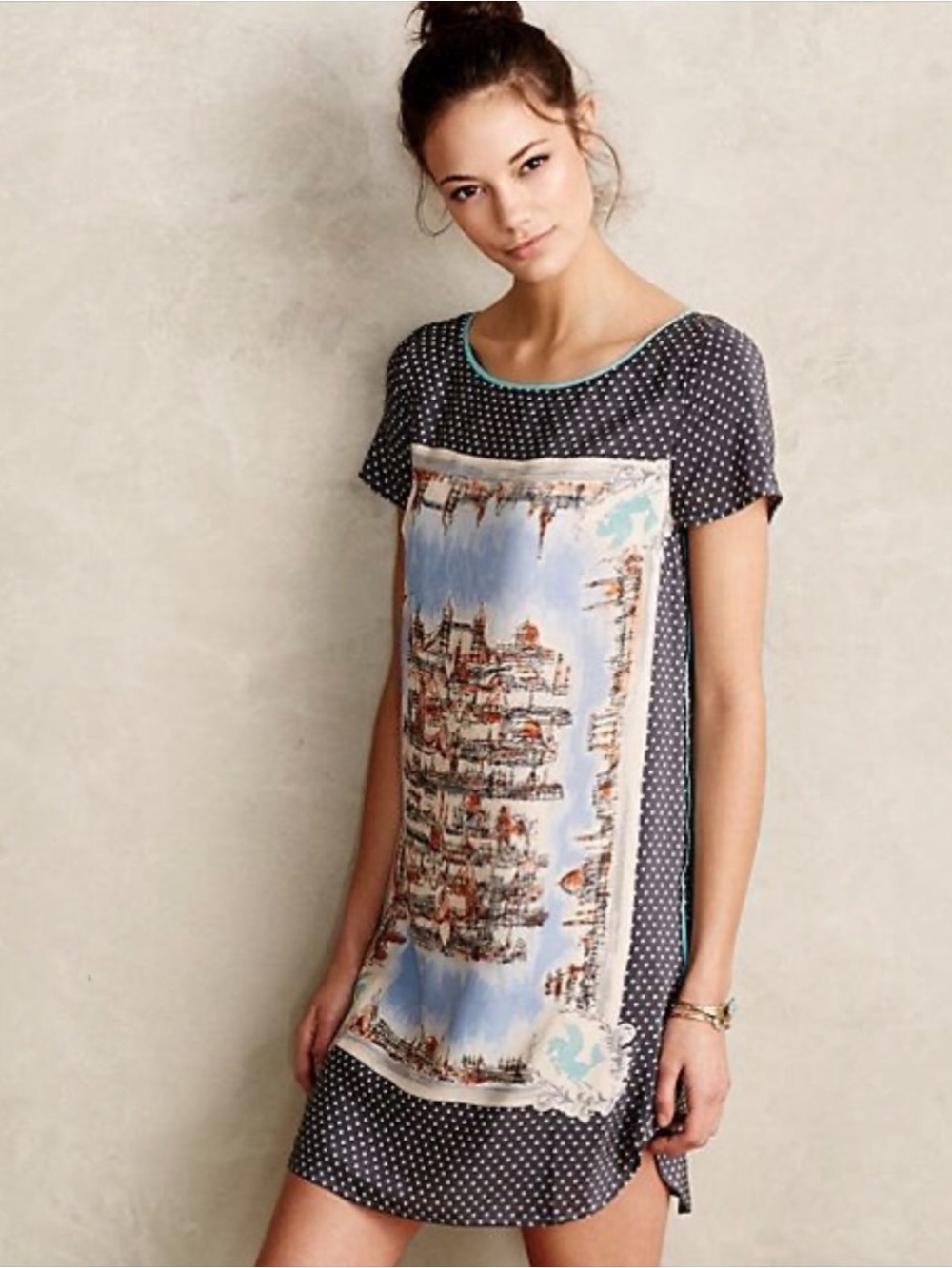 Maeve Anthropologie Around Town Silk Tee Shift Dress size M